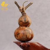 天然花皮葫芦手把件小号文玩青葫芦原生态未打皮手捻摆件青皮墨绿