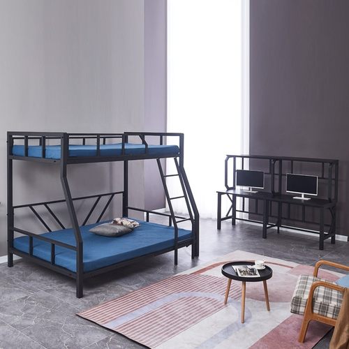 电竞酒店铁艺床宾馆上下铺双层铁架高低床学校网吧家用懒人子母床