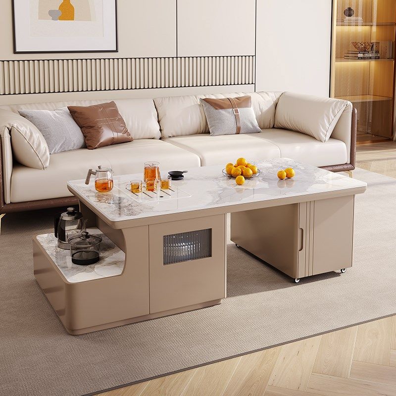 功夫茶几岩板现代简约客厅家用小户型多功能可伸缩茶几泡茶台一体