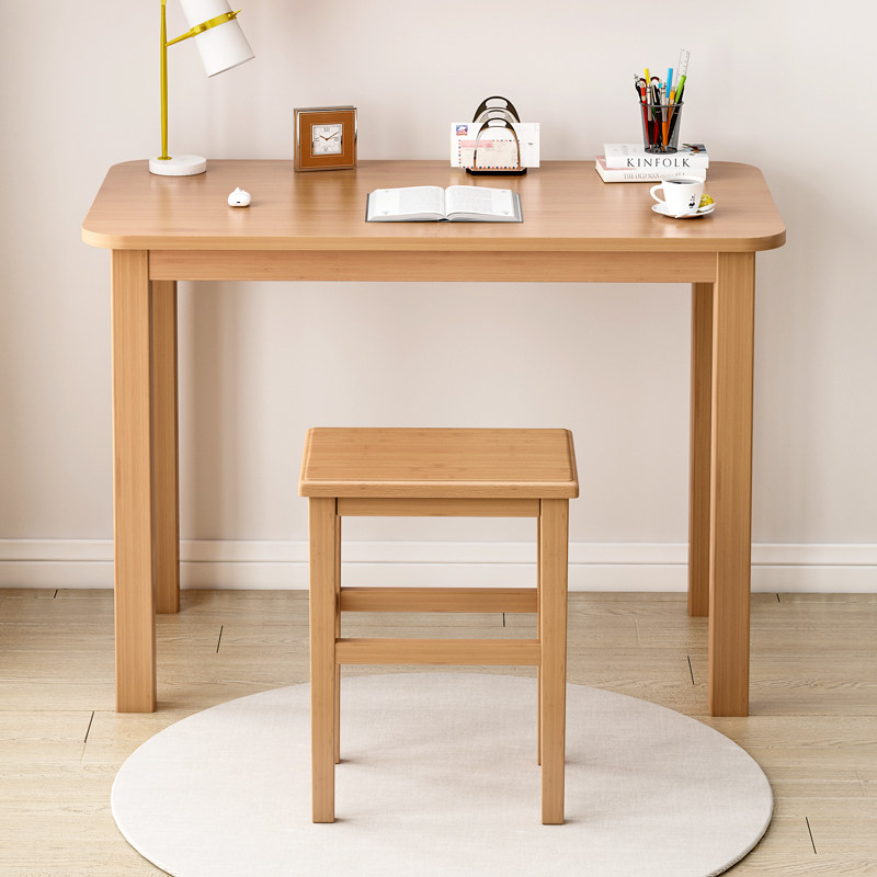 简易书桌电脑桌家用学习写字台实木简约楠竹长方形卧室办公小桌子