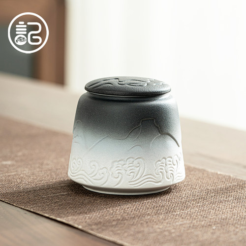 记今朝《山海观》浪屿 陶瓷茶叶罐 小号 密封储茶罐 空罐