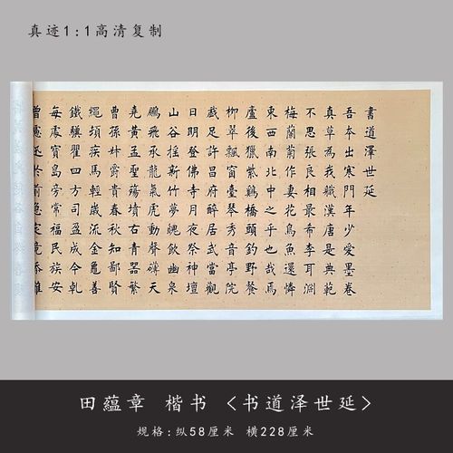 田温章《书道泽世延》楷行草书原大高清微喷复制毛笔字帖临摹长卷