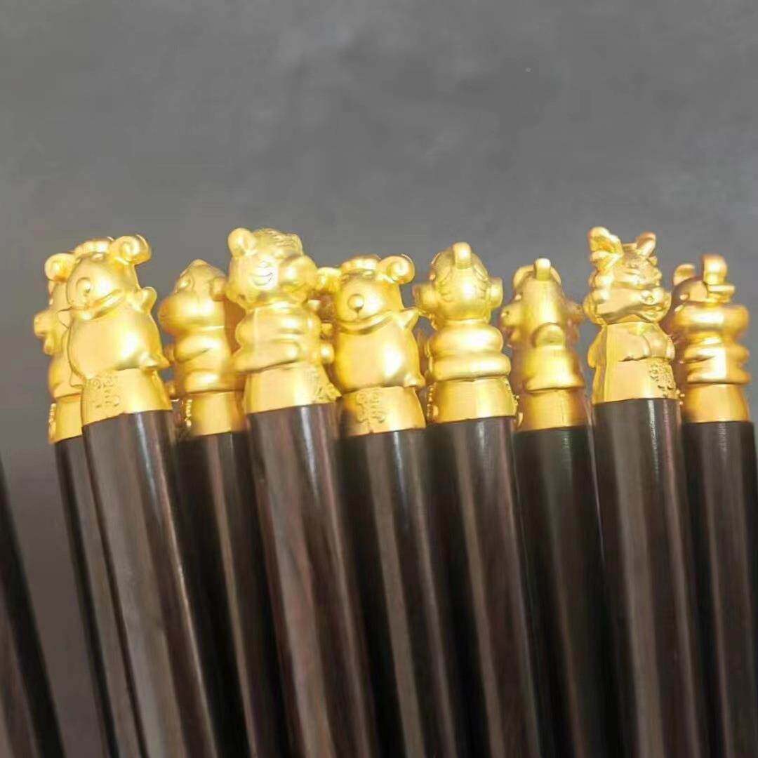 紫檀筷子十二生光肖不檀木筷子防滑发筷子霉家用耐高LDK温不变形