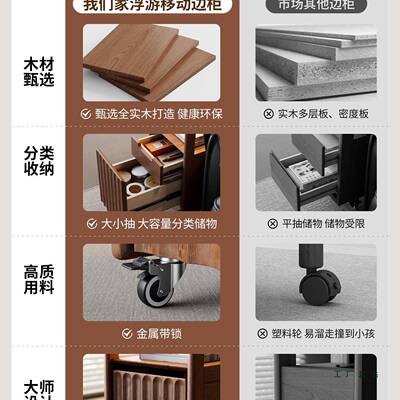 几实木沙发边柜中式TVT小户型客厅边桌茶侧小边柜可移动角几茶几