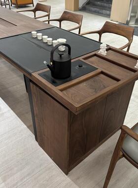 室新中式北美黑桃胡椅组公合现代简约轻奢感JKZ茶茶台办室泡茶桌