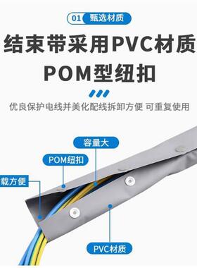 PVC66扣式带结束带绑阻燃钮扣电线捆带塑料线卷式束PCWB整卷75米