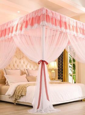 新款遮220304光防蚊帐床帘一体家用落尘地主式三开门公床风幔文帐