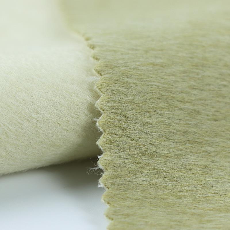 双面异色长毛驼绒风格毛呢羊料AMH阿面巴卡风格尔大衣外套布料