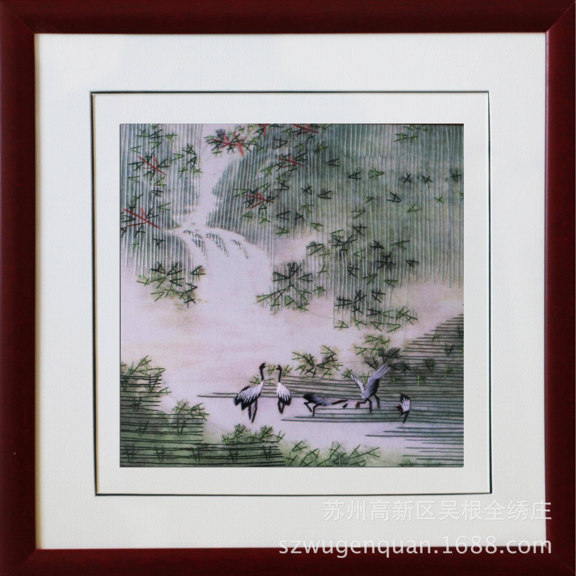 挂苏绣成品画客厅书房-卧装室画饰带框手工刺绣挂画动物走兽