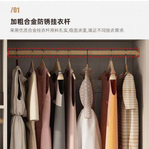 奶Yl444a衣柜家卧室收纳储物柜子极简油用系衣柜大衣轻奢橱现代简