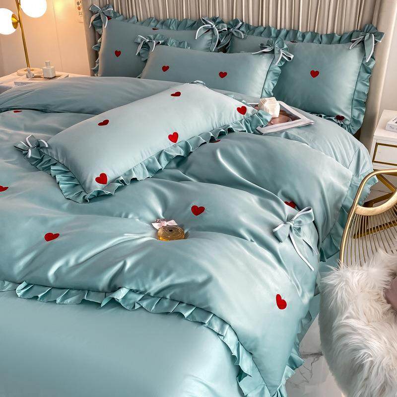 酒红色被爱心四ydhl婚件套新全棉纯棉床单冰丝被套结婚庆婚礼嫁婚,床上用品,婚庆床品套件,淘宝优惠券,粉丝福利购,淘宝优惠卷