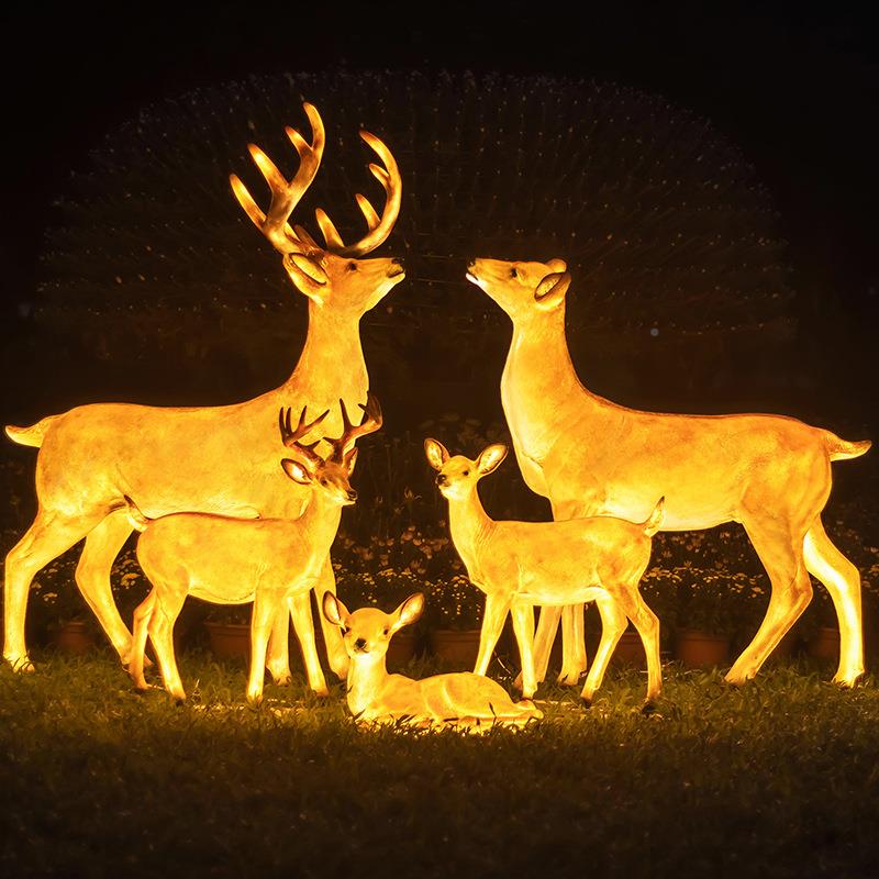 梅花造鹿灯户外脂防水树灯玻璃钢梅花鹿型灯动物灯户外草坪led小