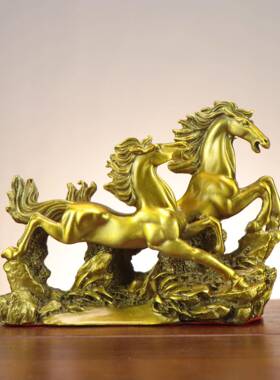 铜十二生肖马铜双马3190腾马飞家居店办铺公室工艺品摆件双奔铜马