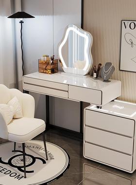 梳代2025新室款实木岩板卧妆台奶GDO油风斗柜现简约化妆台一体化