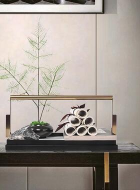 新提盒盘摆套装样板间软装售楼thyysdyy处玄关客厅茶中几茶式室博