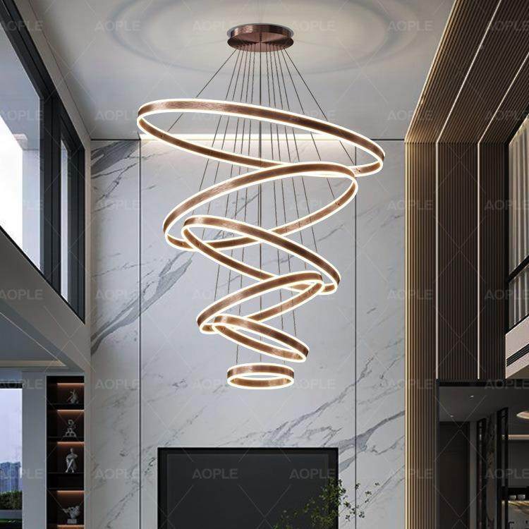 复式别墅挑空大吊灯现代简约轻奢lft寓跃层楼公中520楼梯长客楼厅,家装灯饰光源,智能吊灯,淘宝优惠券,粉丝福利购,淘宝优惠卷