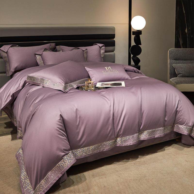 家家纺全棉纺绣双股四长绒棉件套全棉刺花宽边套纯棉床单双被人床,床上用品,床品套件/四件套/多件套,淘宝优惠券,粉丝福利购,淘宝优惠卷