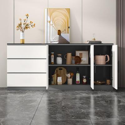 轻奢岩PCR边板客餐柜现代简约厅靠墙茶水柜木柜子储物柜厨房置实