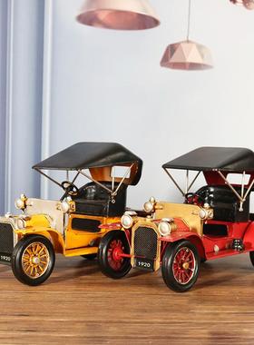 复车古意怀旧老爷美式仿1010真汽车铁皮模型创摆件家厅居客酒柜装