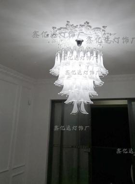 法式全光谱水护中古云34587雾眼玻璃吊灯美式复古客吊厅餐厅马蹄