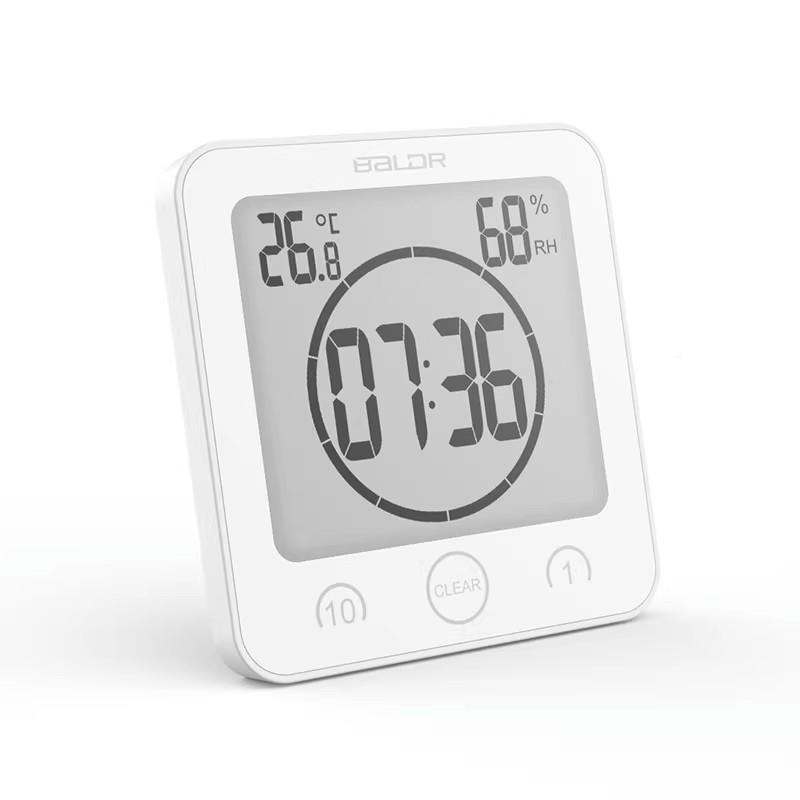 宸商计浴室防水用浴室防水防雾电子祥挂钟湿度静音计时温器大吸盘