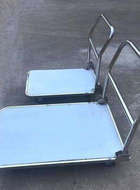 不锈钢平折板手推车叠钢板车50534平静音拖车不锈手拉车小推车拉