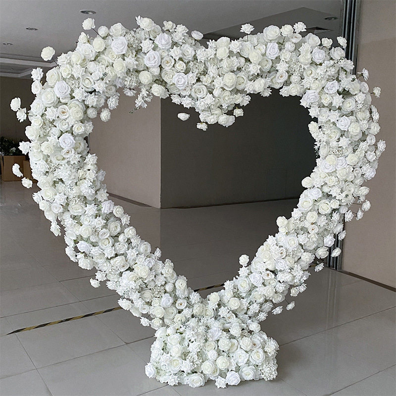 新款心形架子花艺套餐商场橱窗展厅展示花婚礼背景舞台装饰仿真花