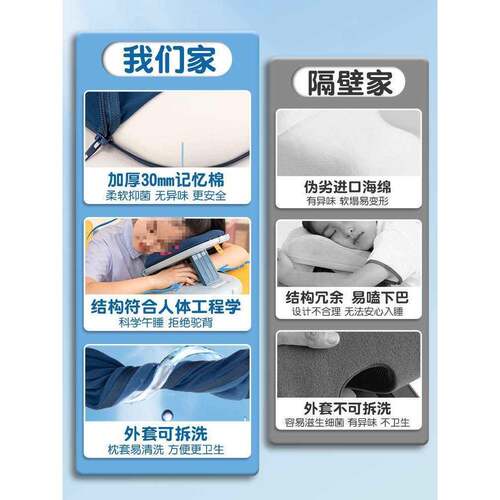 X12午睡枕0小生学教F87HJ7S7Y室趴睡枕儿童折叠便携午休课桌睡觉