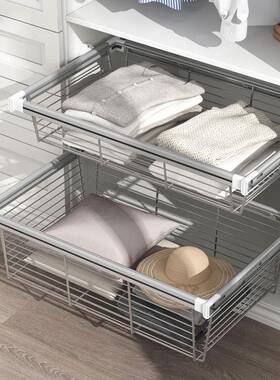 拉克衣帽整体间柜衣黑厚色太空铝加加深JH-066C伸缩收纳储物篮可