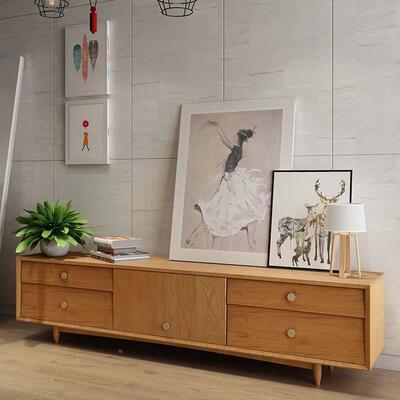 小户型客厅简约实木柜电用视柜现代落yzy-287地收纳电家视多功能