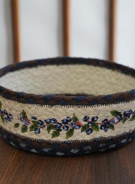 编织圆形藤编F7687HT7水果点心收篮家用客厅桌面零工纳食手多功能