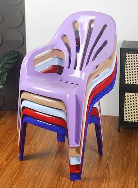 加厚塑料桌靠背椅28583滩椅家用休闲手椅户外夜市沙烧烤餐椅半扶