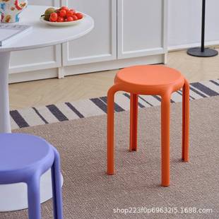 塑料子用结实耐用圆凳子可叠放加家厚58722高凳出租房用板待客备