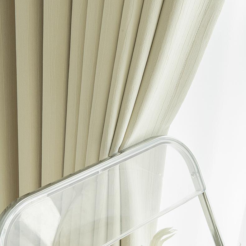 加392厚遮光雪压绉肌理帘客厅卧室尔遮光i尼ns风现代窗简约轻奢窗