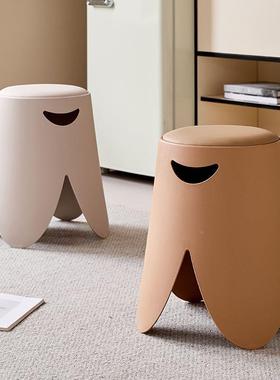 加厚塑凳子家用叠可放餐桌椅圆板凳轻料奢包高级感UA98-2软凳轻简