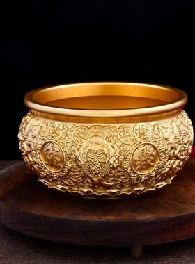 黄铜摆黄金E124-7件蟾八福宝盆铜家居摆件办公聚摆件