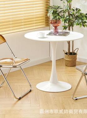 简约圆桌16617子郁金啡香白色休闲欧洽谈桌咖茶店餐桌北阳台奶小