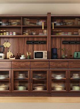 新木中式纳黑胡桃木实落餐边柜家用56567客厅简约地式收柜储物一