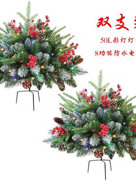 204新2款6厘米半G37圆圆形落雪植绒雪景白色院庭地插0蘑菇圣诞树