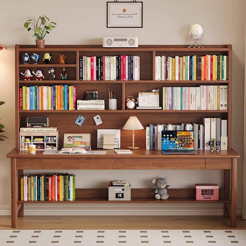 实木双人书桌书架一体桌家用CR6026#童学习桌客厅简脑约电桌字学