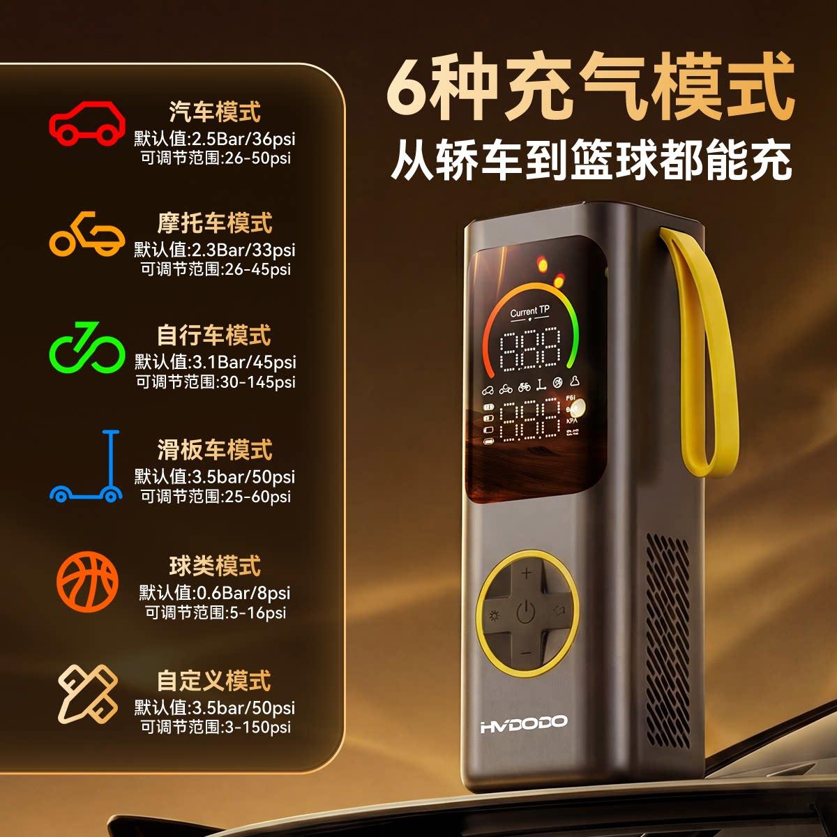 智国者车载无线充气泵新型便携式汽车用电动打气筒小轿车轮胎充气