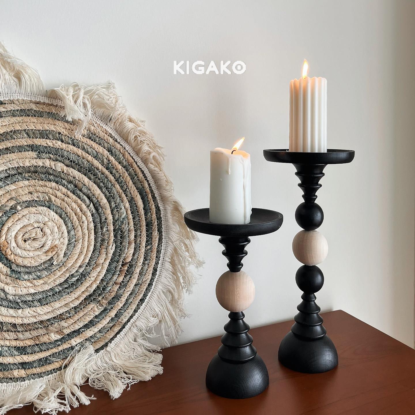 KIGAKO 原创覆古高脚木质托盘家居民宿摆件蜡烛香薰香水装饰烛台
