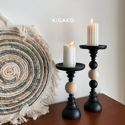KIGAKO 原创覆古高脚木质托盘家居民宿摆件蜡烛香薰香水装饰烛台