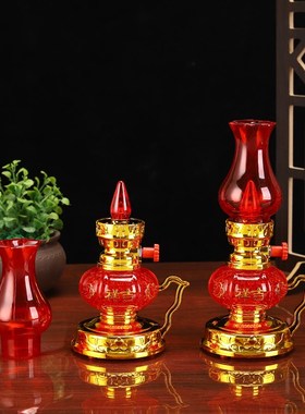 可调光电子油灯家用LED潮汕拜老爷酥油灯电池红色神台地主长明灯