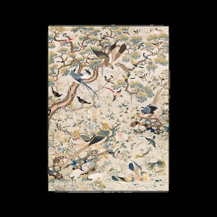 饰画新中式 中古风客厅装 复古玄关挂画艺术餐厅背景画 法式 百鸟图