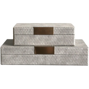 新中式高档编织皮革首饰盒摆件售楼处展示收纳盒卧室书柜软装饰品