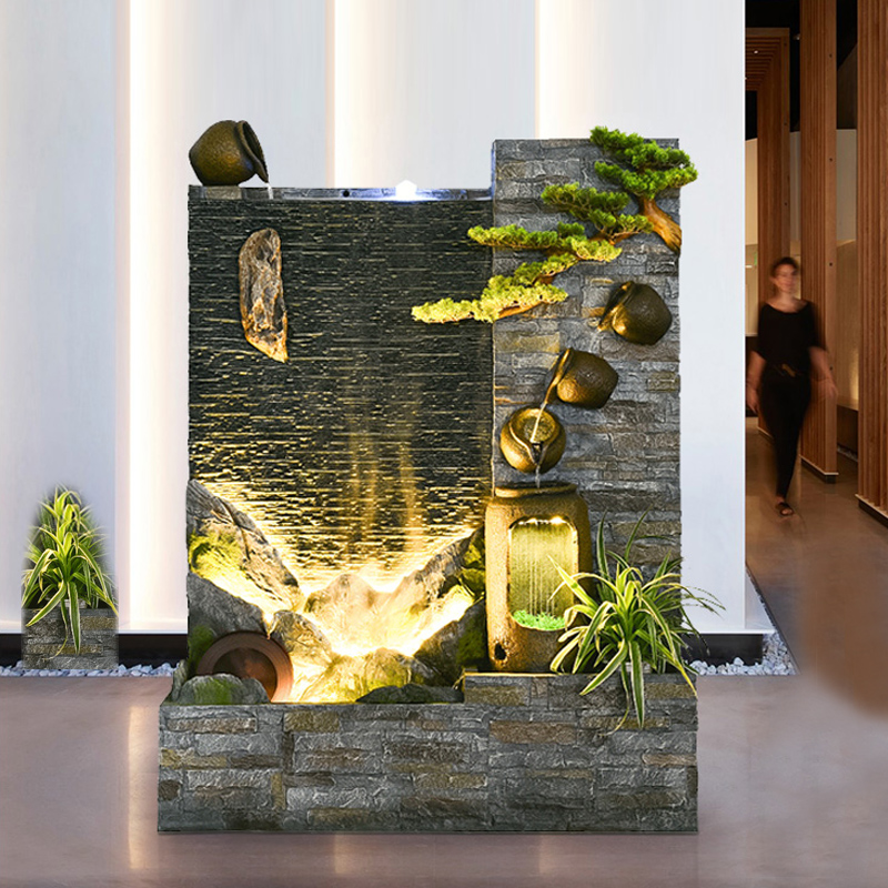 流水生财摆件喷泉流水墙屏风公司开业新居招财礼品庭院花园装饰品