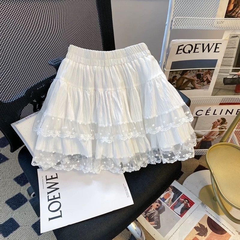 女童2025夏季新款半身裙甜美花边蕾丝短裙中大童学院风松紧腰裙子,童装/婴儿装/亲子装,半身裙,淘宝优惠券,粉丝福利购,淘宝优惠卷