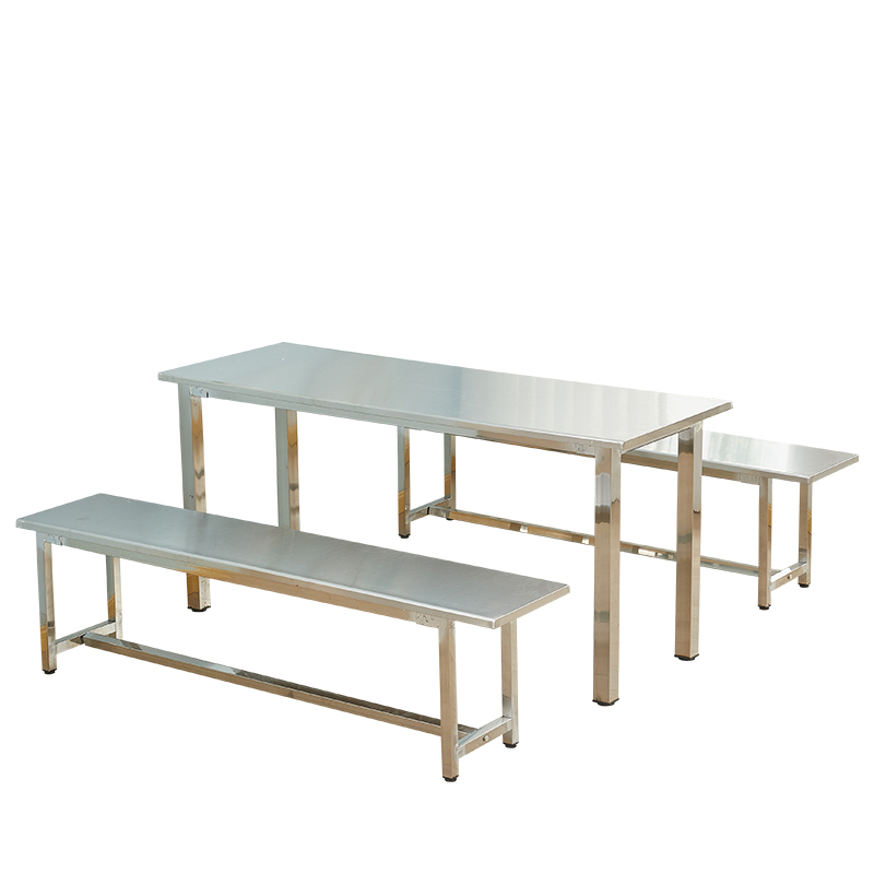 不锈钢员工食堂餐桌椅组合学校公司饭堂小吃店4人6人长方形餐桌