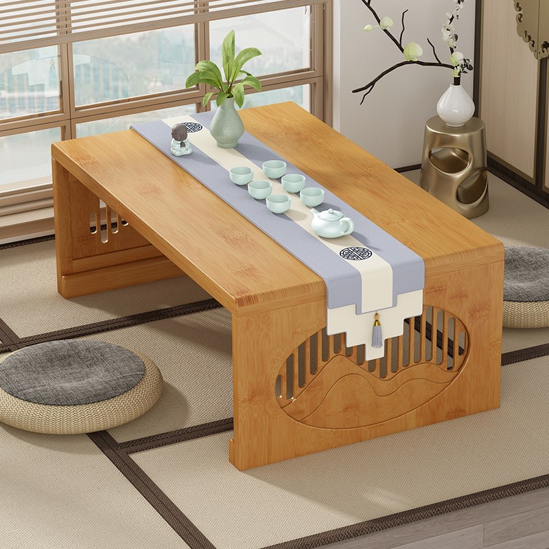 飘窗小桌子榻榻米可折叠炕桌家用禅意小茶几床上学习矮桌坐地茶桌